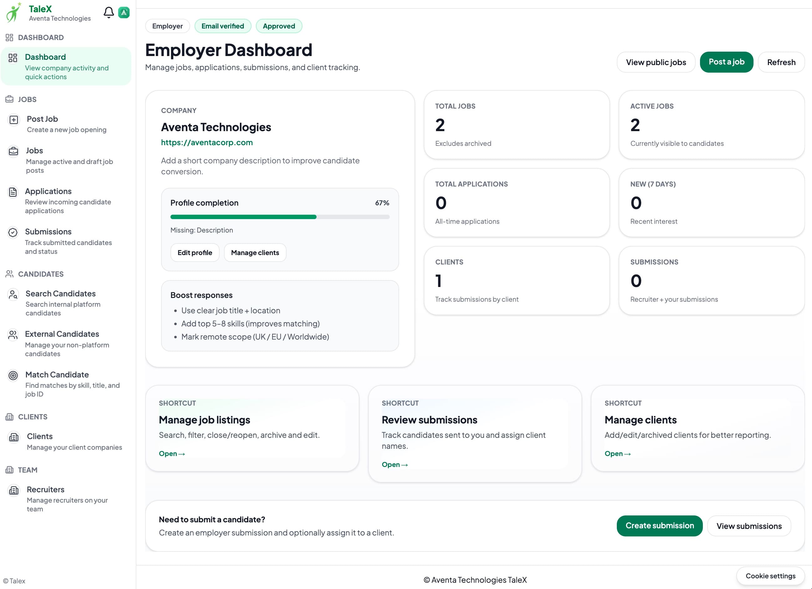 TaleX ATS recruiting and candidate management platform preview